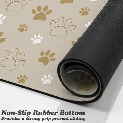 Dog Food Mat, Absorbent Water Bowl Mats Cat Pet Feeding Placemats Beige 24 * 32 - Image 3