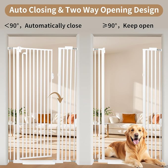59“ Extra Tall Cat Gate for Doorway: 33.4-37.4” Wide Pet Gate, Auto Close/One - Image 7