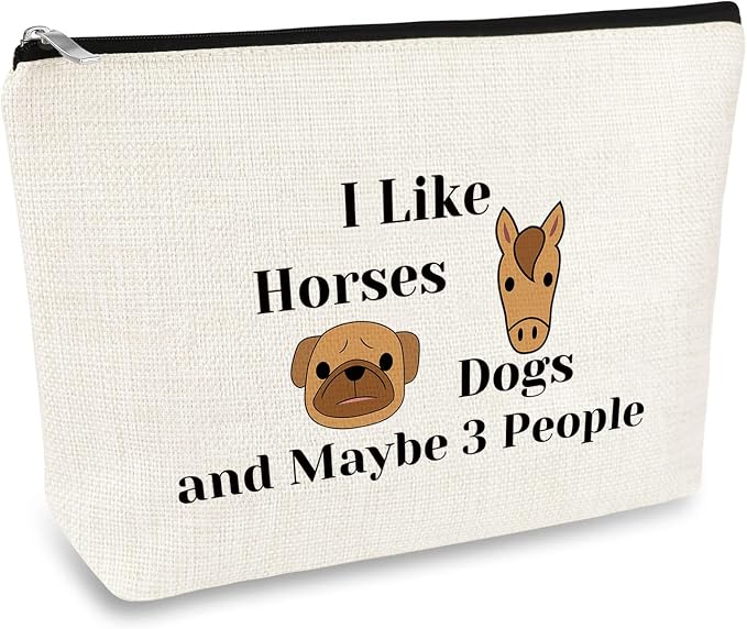 Dog Horse Lover Gifts Makeup Bag Dog and Horse Gifts by Mikela