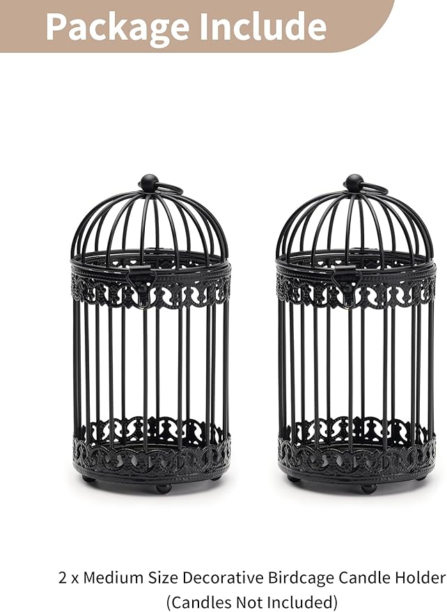 NUPTIO Black Decorative Bird Cage: Birdcage Hanging Lantern - Image 7