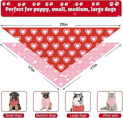 Valentine's Day Dog Bandana, 2 Pack Adjustable Holiday Party Birthday Pets - Image 6