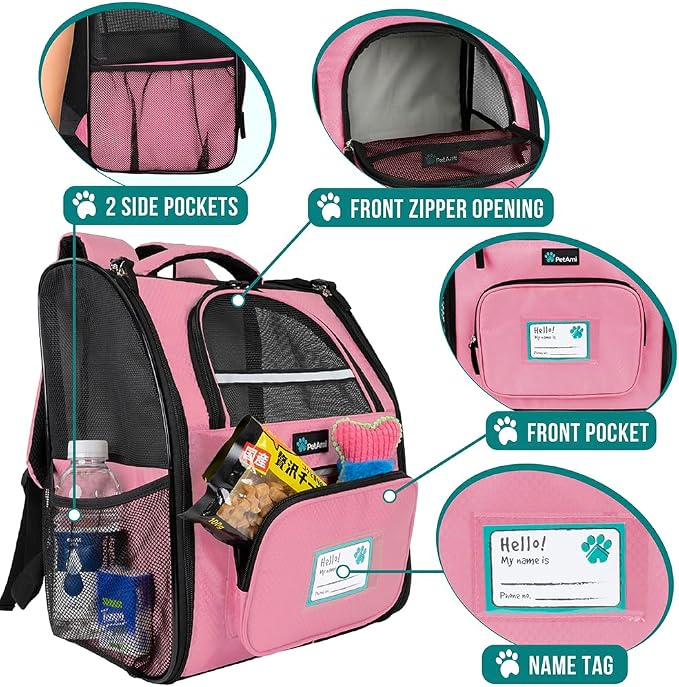 PetAmi Dog Backpack Carrier for Small Large Cat, Ventilated Pet Hiking Backpack - Image 3