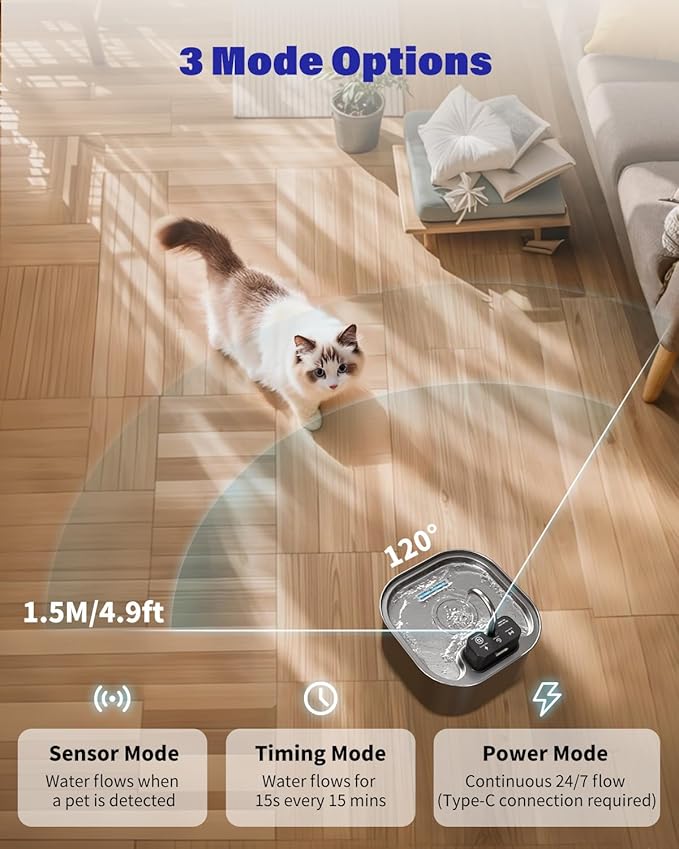 Wireless Cat Water Fountain Stainless Steel - Image 4