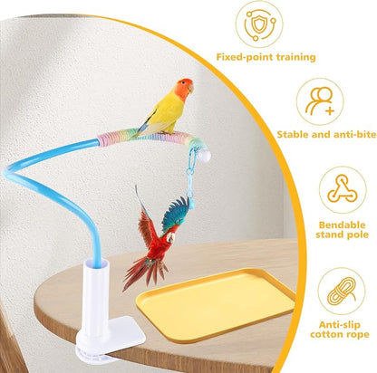 Bird Perch Stand, Bendable Desktop Parrot Training Stand - Image 3