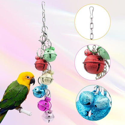 Oooct Bird Swing Bells Toys, Colorful Parrot Metal Bells, Hanging Bird Chewing - Image 3