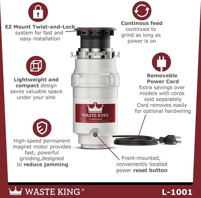 Waste King Garbage Disposal for Kitchen Sink - Image 3