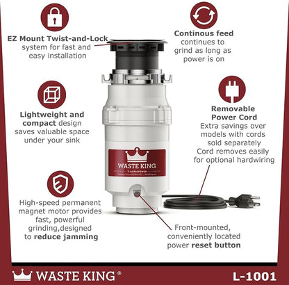 Waste King Garbage Disposal for Kitchen Sink - Image 3