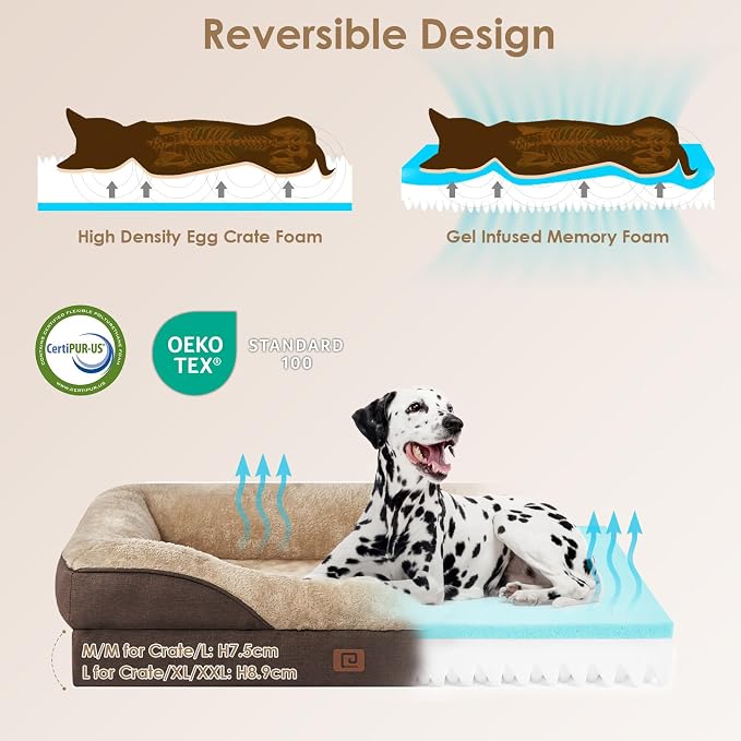 EHEYCIGA Orthopedic Dog Bed for Medium Dog, Waterproof Liner & Washable - Image 2
