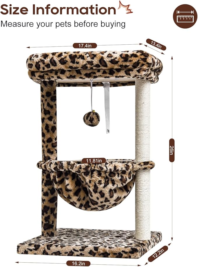 SYANDLVY Small Cat Tree for Indoor Cats, Unique Cheetah Leopard Print Cat Tree - Image 3