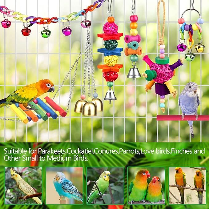 Bird Toys for Conures with Colorful Ladder Hammock Bird Cage Accerious Bird - Image 3