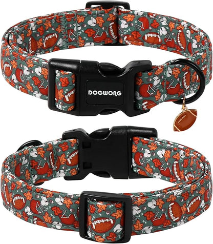 DOGWONG Fall Dog Collar, Rugby Maple Leaf Dog Collar Adjustable Soft Cute - Image 2