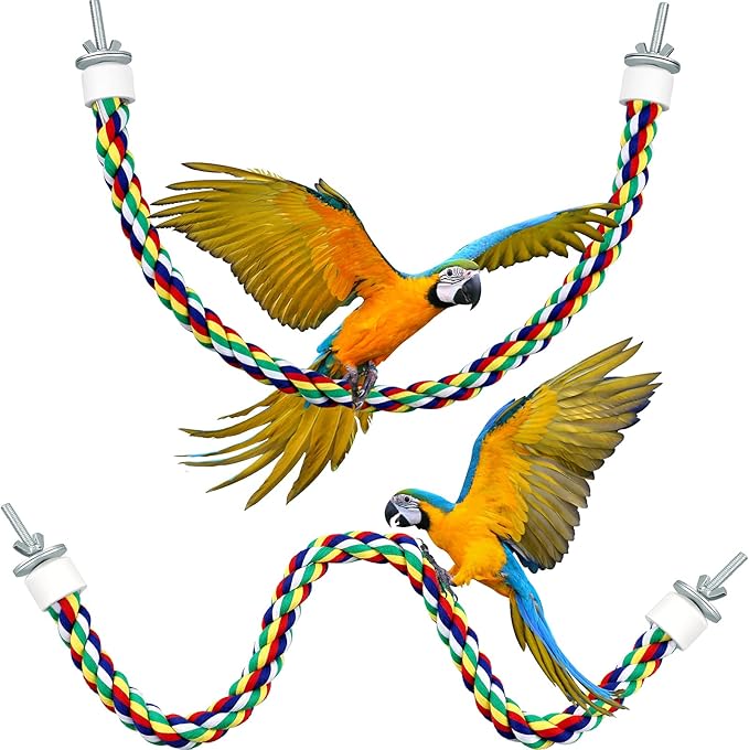 Weewooday 2 Pcs Bird Rope Perches Climbing Rope Bird Cage Accessories by Weewooday