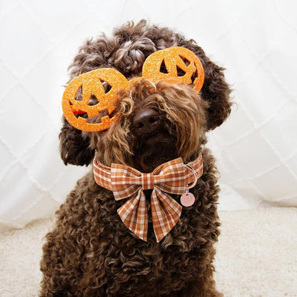 Fall Plaid Dog Collar and Bow Tie Set – Brown Orange Checkered Adjustable Collar - Image 6