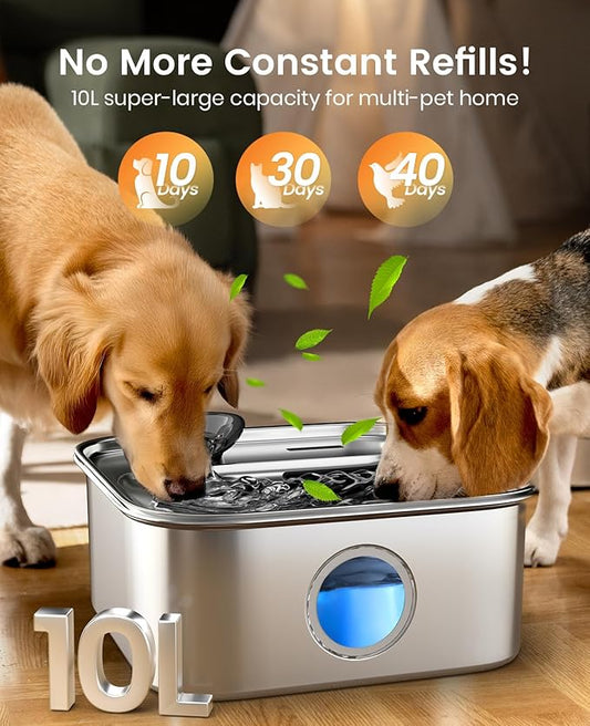 oneisall Dog Water Fountain for Large Dogs, 10L/2.6Gal Dog Fountain Water Bowl - Image 2
