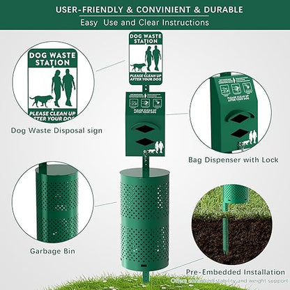 POCHAR Aluminum Rustproof Dog Waste Disposal Station - Image 2