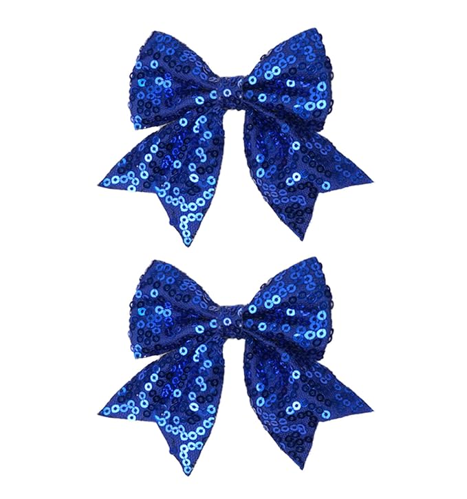 3-inch Sequined Bow Hair Clips For Baby Girls, Kids and Young Women Birthday by Koolgil