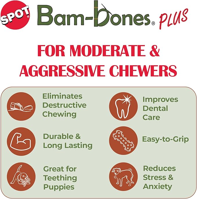SPOT Bam-Bones Plus Branch -Bamboo Fiber & Nylon, Durable Long Lasting Dog Chew - Image 4