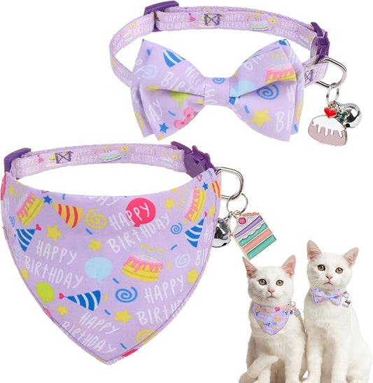 SCENEREAL Cat Bandana Collar for Birthday by SCENEREAL