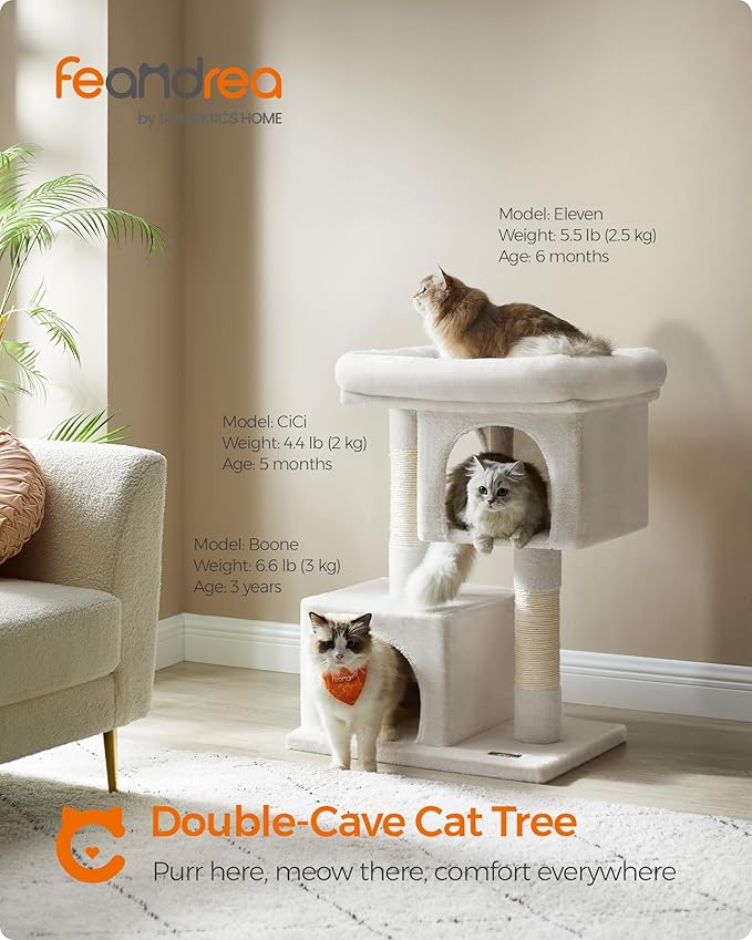 Feandrea Cat Tree, 33.1-Inch Cat Tower, Plush Condo - Image 2