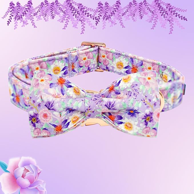 Elegant little tail Dog Collar, Rose Print Pet Collar Summer Dog Collar Durable - Image 3