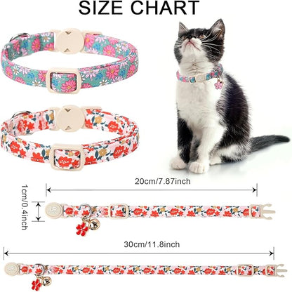 Cat Collar, Spring Green Leaf Flower Kitten Collar - Image 6