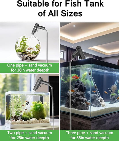 AQQA Aquarium Gravel Cleaner, 4-in-1 Upgrade Suction Power Manual Fish Tank - Image 5