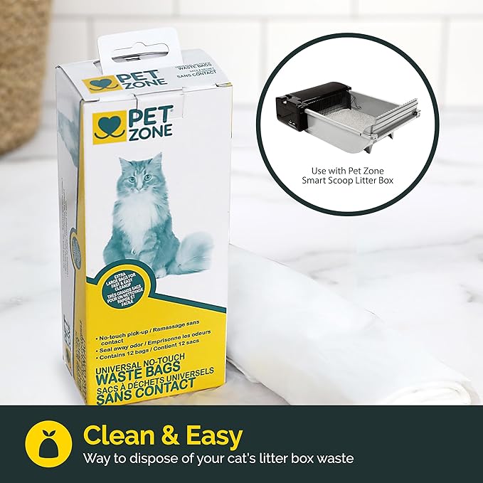 Pet Zone Universal No-Touch Cat Litter Bags & Waste Bag 12 Pack - Image 4