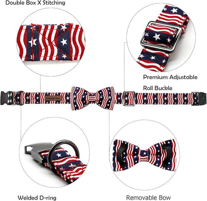 Lionheart glory American Flag Dog Collar, 4 of July Dog Bow Collar Heavy Duty - Image 3