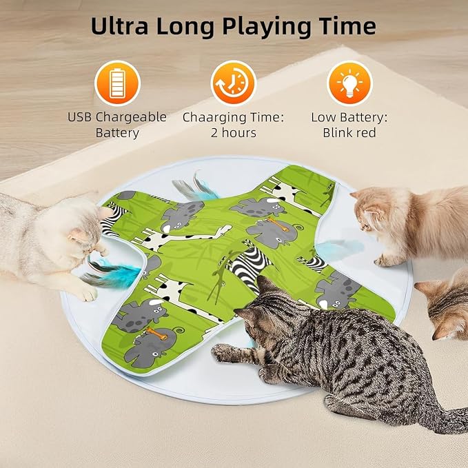 LONGJUMP Cat Toys, Cat Toys for Indoor Cats, Moving Concealed Feathers - Image 6
