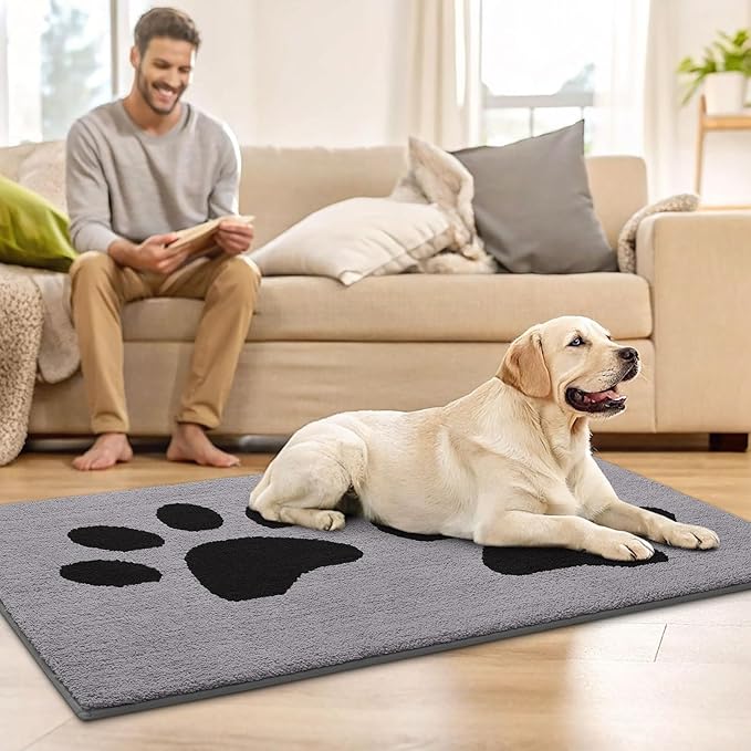 Buganda Dog Door Mat for Muddy Paws, Absorbent Dirt Trapper Washable Indoor - Image 8