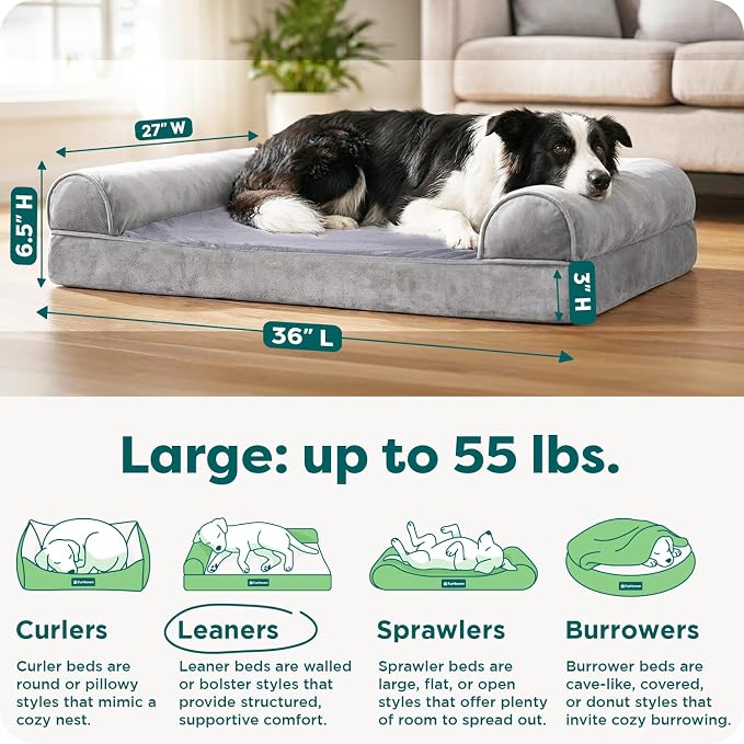 Furhaven Orthopedic Dog Bed for Large/Medium Dogs w/ Removable Bolsters & - Image 3