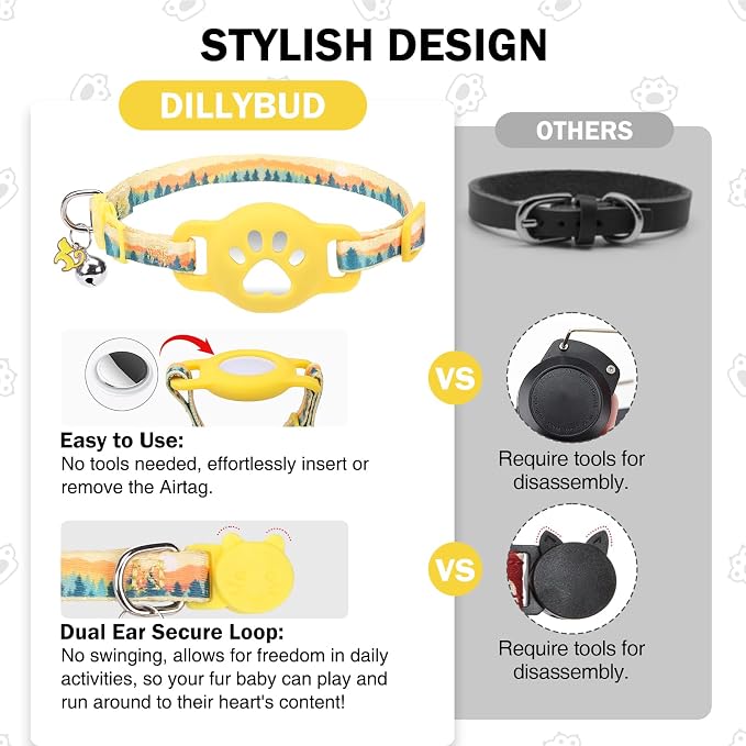 Airtag Cat Collar Breakaway, Cute GPS Cat Tracker Collars - Image 5