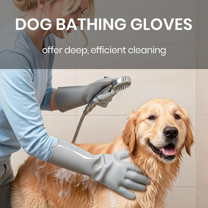 DELOMO Dog Washing Gloves with Comb: Soft and Gentle Silicone Pet Grooming - Image 8