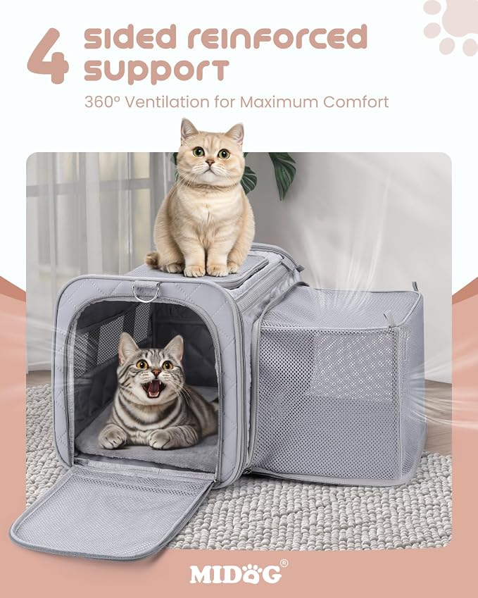 MIDOG Cat Carrier Soft for Small to Medium-Sized Cats, TSA Airline Approved - Image 7