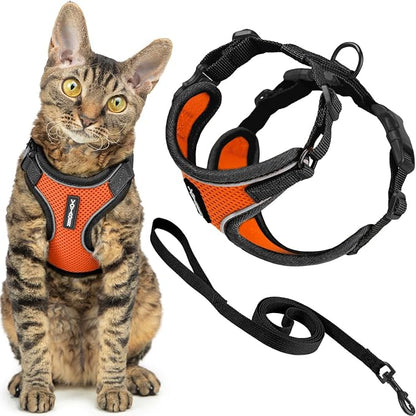 Voyager Escape-Proof Step-in Lock Cat Harness & 5ft Neoprene-Handle Leash Set by BestPetSuppliesLLC