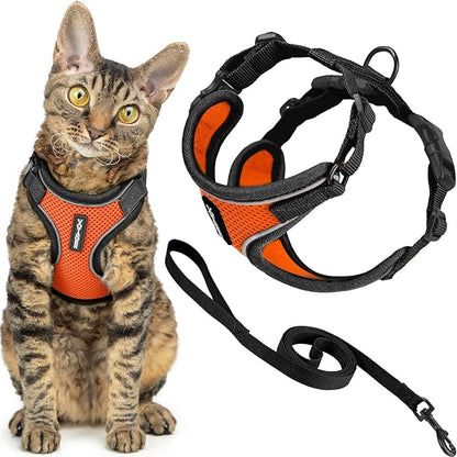 Voyager Escape-Proof Step-in Lock Cat Harness & 5ft Neoprene-Handle Leash Set by BestPetSuppliesLLC