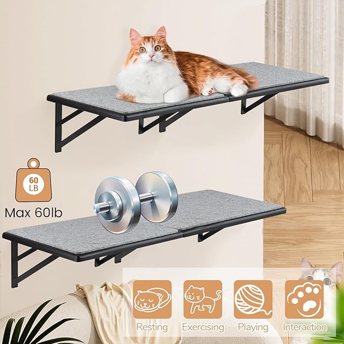 Cat Wall Shelves Set of 4, Purrfect Cat Furniture Set - Image 5