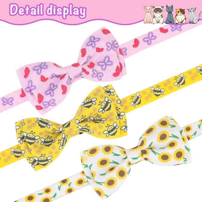 Breakaway Cat Collar with Removable Bow Tie and Bell, Cute Multi-Style Patterns - Image 2