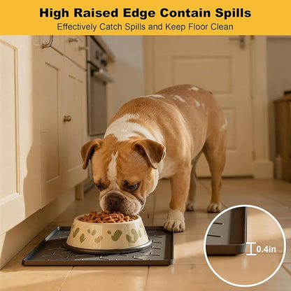 Pieviev 16''x12'' Dog Cat Food Bowl Mat, Silicone Waterproof Food Grade Pet - Image 2