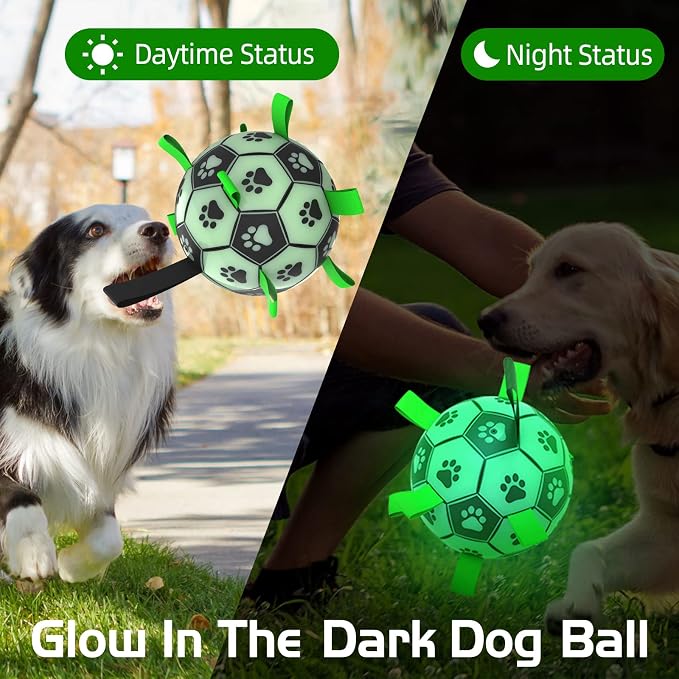 QDAN Glow in The Dark Dog Toys Soccer Ball - Image 2