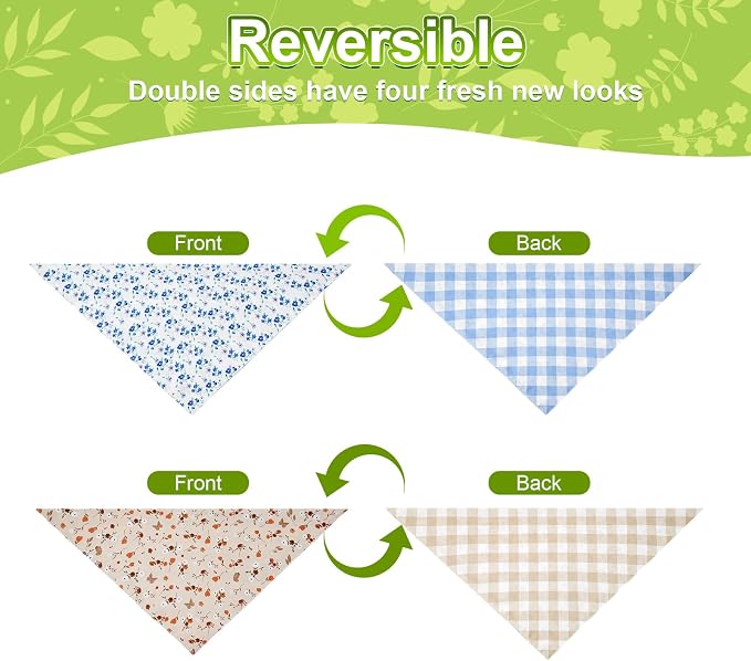 Spring Dog Bandanas Large 2PCS, 4 Pattern Summer Floral Scarf - Image 6