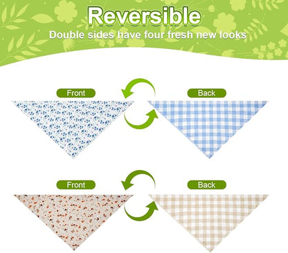 Spring Dog Bandanas Large 2PCS, 4 Pattern Summer Floral Scarf - Image 6