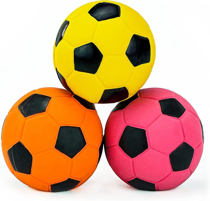 CHIWAVA 3PCS 2.7'' Squeak Latex Dog Toy Football Chew Fetch Throw Ball - Image 3