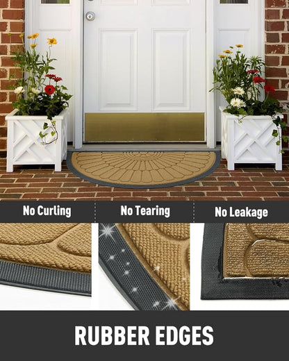 tchdio Door Mat Outdoor Indoor Entrance Doormat-Semicircular Durable Rubber Non - Image 4