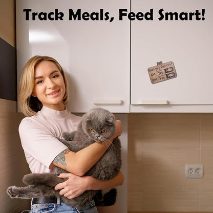 Cat Feeding Tracker-AM PM 2-Meal Wooden Fridge Magnets - Image 3