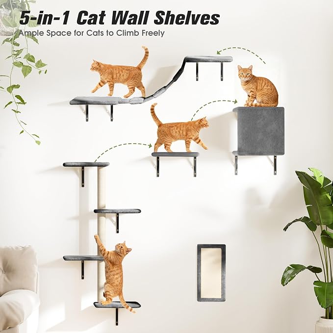 COZIWOW Wall Mounted Cat Furniture, Cat Wall Shelves and Perches, Floating Cat - Image 3