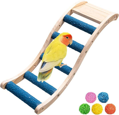Nature Wooden Bird Ladder Pet Parrots Climb Bridge Exercise Stands by Hamiledyi