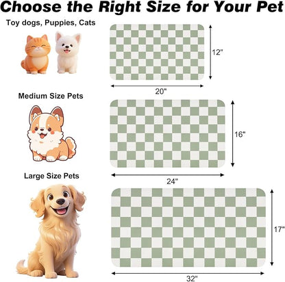 Checkered Dog Food Mat, Absorbent Leak-Proof Pet Feeding Mat, Quick Dry Cat - Image 2