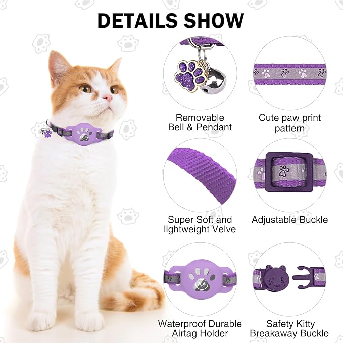 Airtag Cat Collar Breakaway, Reflective Kitten Collar - Image 5