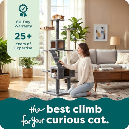 FurHaven 69.3" Tall Cat Scratching Post Tower - Image 9
